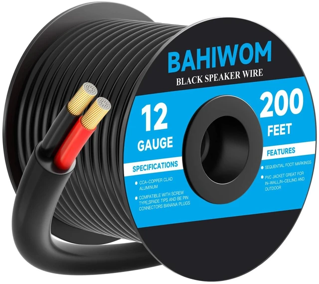 Main image of BAHIWOM Outdoor Speaker Wire 12 Gauge 200FT CL3 Rated CCA Speaker Cable