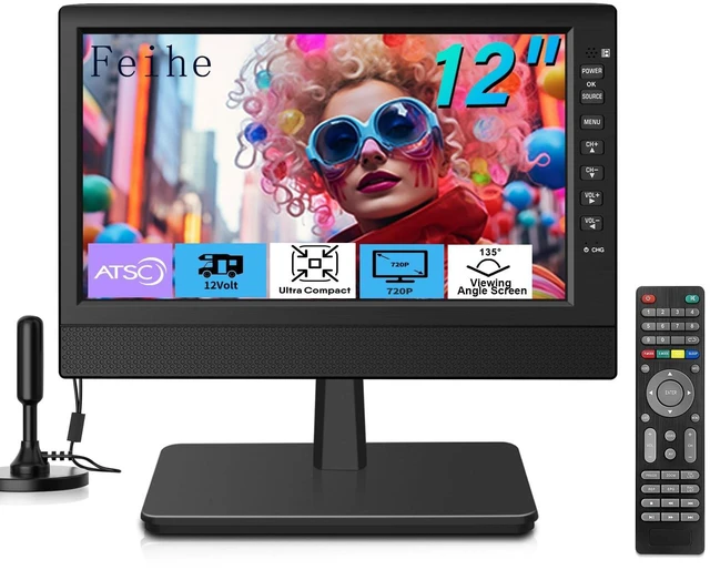 Main image of Feihe 12 Inch Small TV, Portable TV with HD Display, Antenna,HDMI,AV,USB Ports, Built-in Digital Tuner and Compact Design for Kitchen, RV, and Travel