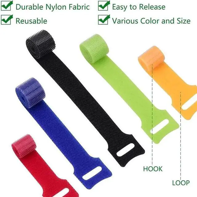 Alt view image 5 of 6 - 8" Velcro Resuable Ties,Cable Ties Self Adhesive Reusable Loop Hook Wrap Bundle Plastics Nylon Strap Organizer Self Clip Holder Wire Tie 100pcs/bag (Orange)