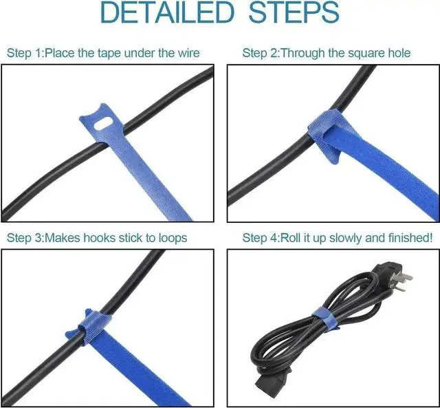 Alt view image 3 of 6 - 8" Velcro Resuable Ties,Cable Ties Self Adhesive Reusable Loop Hook Wrap Bundle Plastics Nylon Strap Organizer Self Clip Holder Wire Tie 100pcs/bag (Purple)