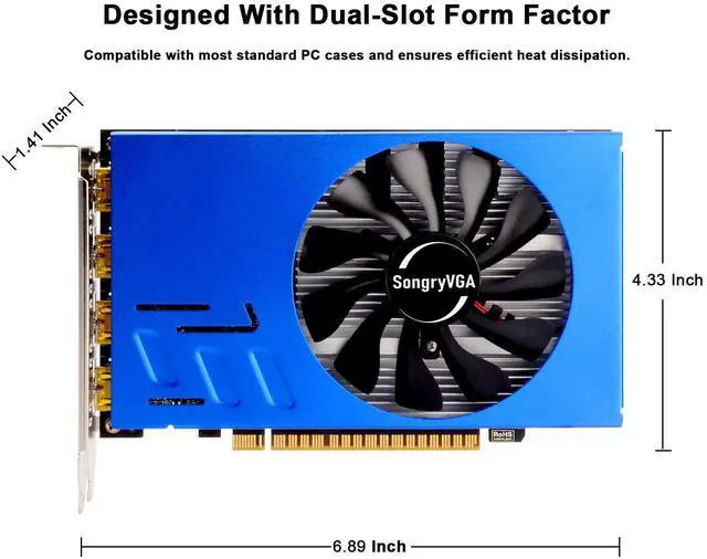 Alt view image 4 of 6 - SongryVGA GTX 1050Ti 4GB Multi Monitor Video Cards,HDMI×4 GDDR5 128-bit For Trading/Gaming/Digital Signage, Dual Slot
