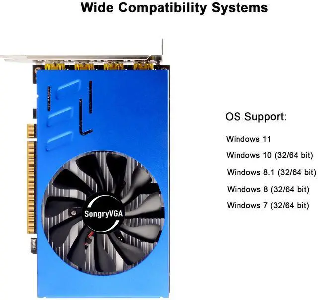 Alt view image 5 of 6 - SongryVGA GTX 1050Ti 4GB Multi Monitor Video Cards,HDMI×4 GDDR5 128-bit For Trading/Gaming/Digital Signage, Dual Slot