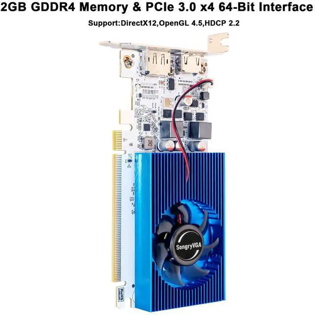 Alt view image 5 of 6 - SongryVGA GT 1030 2GB Low Profile Graphics Card GDDR4 PCIe 3.0 HDMI DisplayPort Outputs Compact SFF/Thin ITX/HTPC PC