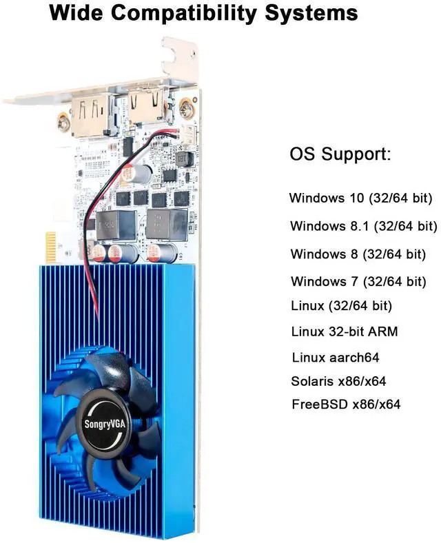 Alt view image 6 of 6 - SongryVGA GT 1030 2GB Low Profile Graphics Card GDDR4 PCIe 3.0 HDMI DisplayPort Outputs Compact SFF/Thin ITX/HTPC PC