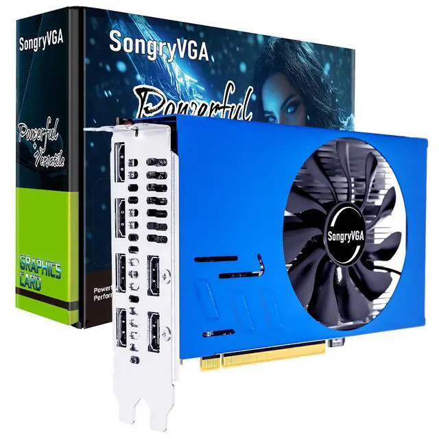 Main image of SongryVGA RX 580 8GB Multi Monitor Graphics Card PCIe 3.0 x16 Interface 6 HDMI GDDR5 Outputs for 6 Monitors 4K Display, Compact Design for Trading and Video Wall Applications