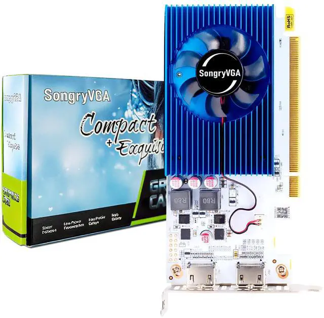 Main image of SongryVGA R5 230 2GB Low Profile Graphic Card GDDR3 Video Card Dual HDMI 1080P Output for SFF Thin ITX HTPC PC Plug-and-Play Compatible with Windows 10 and Linux