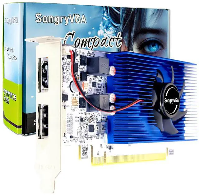Main image of SongryVGA GT 1030 2GB Low Profile Graphics Card GDDR4 PCIe 3.0 HDMI DisplayPort Outputs Compact SFF/Thin ITX/HTPC PC
