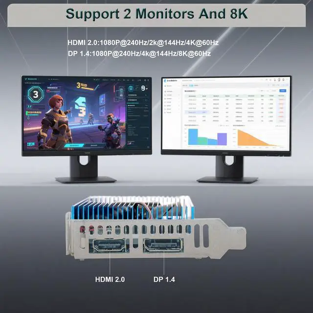 Alt view image 3 of 6 - SongryVGA GT 1030 2GB Low Profile Graphics Card GDDR4 PCIe 3.0 HDMI DisplayPort Outputs Compact SFF/Thin ITX/HTPC PC