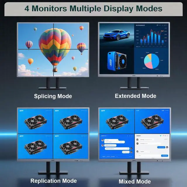 Alt view image 3 of 7 - SongryVGA GT 730 2GB Multi Monitors Graphics Card,4 HDMI GDDR3 64-bit,Dual Slot,for Stock Trading,Surveillance,and Projection