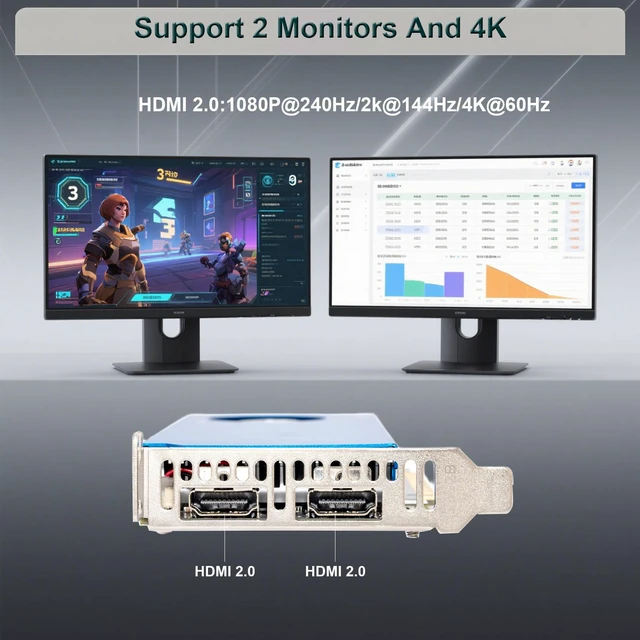 Alt view image 3 of 7 - SongryVGA GTX 1050 4GB Low Profile Graphics Card GDDR5 128-bit PCIe 3.0 x16 Dual HDMI HDCP 2.2 For SFF Thin ITX HTPC Mini Desktop