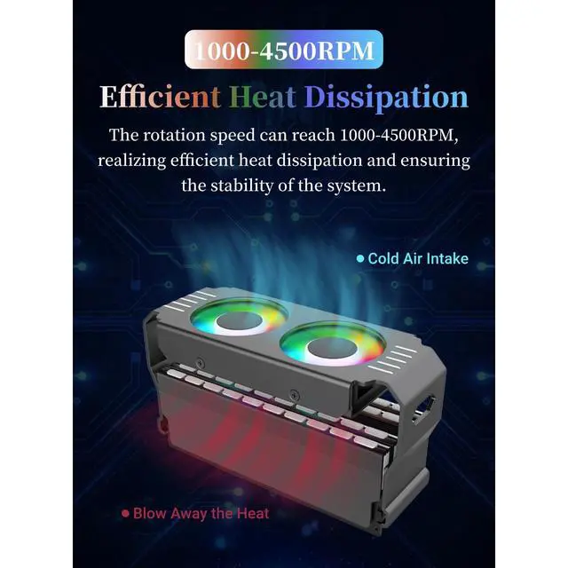 Alt view image 3 of 5 - Memory RAM Cooler ARGB Fans, RAM Cooler, ARGB RAM Radiator Computer Memory Module Heat Sink PWM Temperature Control Fan for DDR DDR2 DDR3 DDR4 DDR5 (Black)