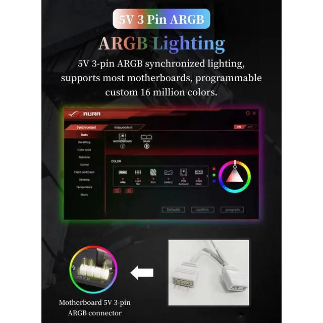 Alt view image 4 of 5 - Memory RAM Cooler ARGB Fans, RAM Cooler, ARGB RAM Radiator Computer Memory Module Heat Sink PWM Temperature Control Fan for DDR DDR2 DDR3 DDR4 DDR5 (Black)
