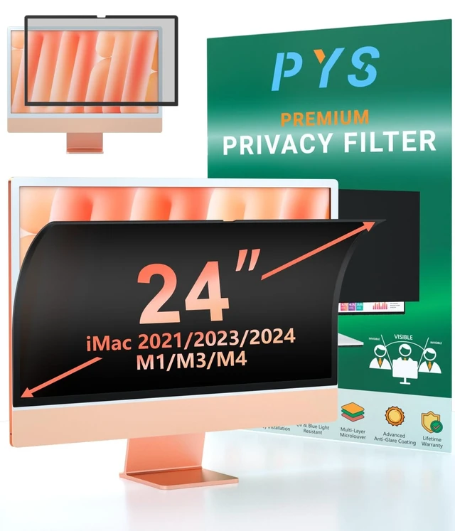 Main image of PYS Privacy Screen for iMac 24 Inch 2021/2023/2024 (M1/M3/M4 chip), Reusable & Removable, Privacy Filter for iMac All-in-One Desktop Computer and Anti-Glare Protector