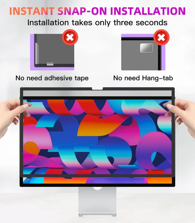 Alt view image 2 of 5 - PYS Privacy Screen for iMac 24 Inch 2021/2023/2024 (M1/M3/M4 chip), Reusable & Removable, Privacy Filter for iMac All-in-One Desktop Computer and Anti-Glare Protector