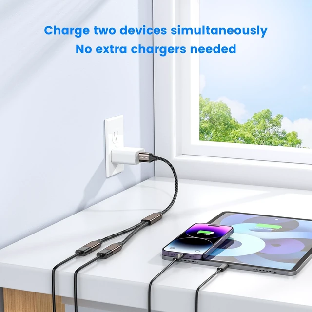 Alt view image 2 of 5 - MOGOOD USB Splitter 1 in 2 Out,USB 3.0 Splitter Y Cable,Dual USB Extender