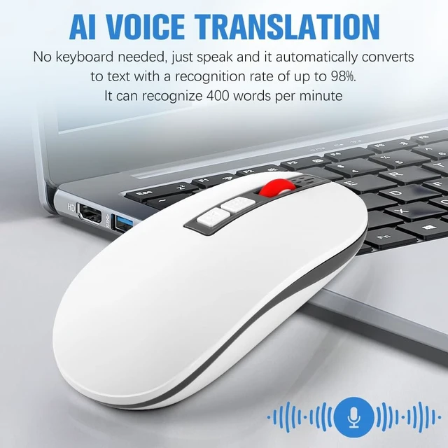 Alt view image 2 of 5 - CLANMOU AI Mouse, AI Voice & Audio Recorder, AI Real-Time Transcription, Translation & Summarization, Ergonomic Presenter Remote, for Office Remote Work High-Performance Device