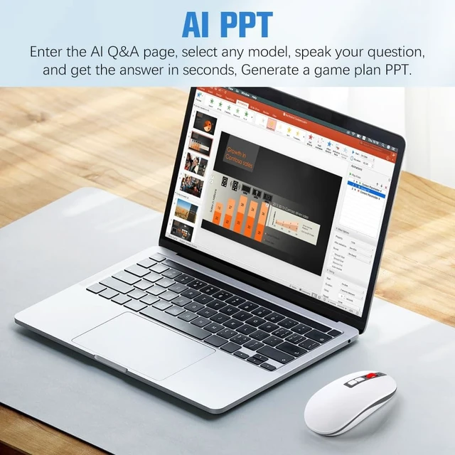 Alt view image 3 of 5 - CLANMOU AI Mouse, AI Voice & Audio Recorder, AI Real-Time Transcription, Translation & Summarization, Ergonomic Presenter Remote, for Office Remote Work High-Performance Device