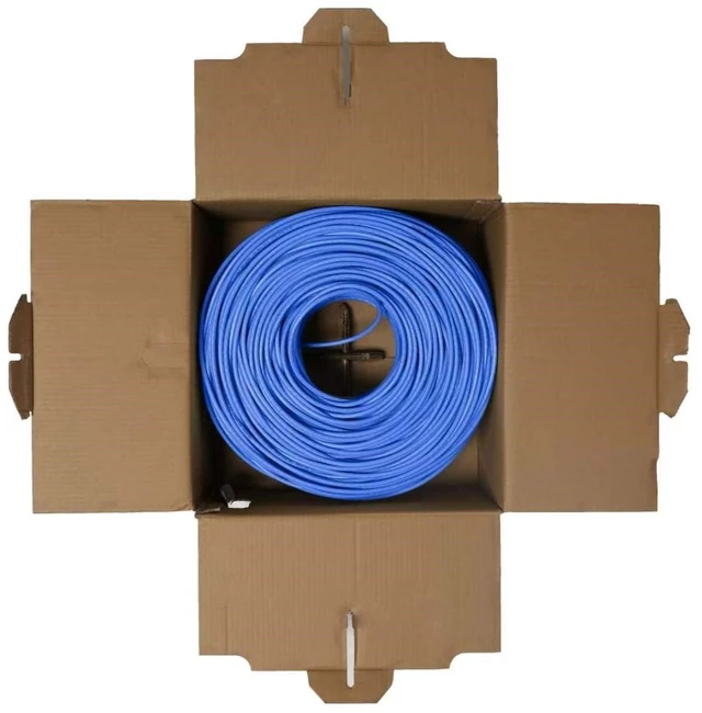 Alt view image 3 of 3 - Transber, CAT6 250ft Ethernet Cable Solid UTP Up to 10Gbps 550Mhz 23AWG 4x2 Pair Bulk Cable Network PoE++/4PPoE LAN Wire 500-feet Easy Pull Box (Blue)