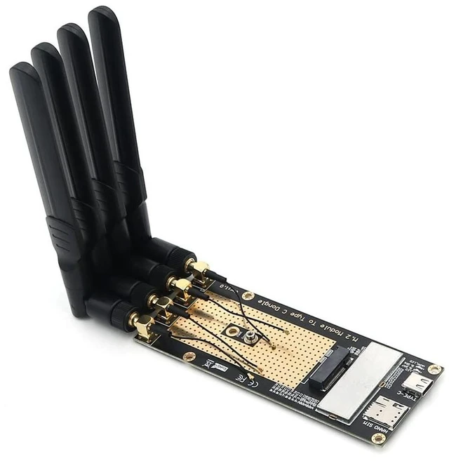 Alt view image 2 of 5 - M.2(M.2) 3G/4G/5G Module to Type C/USB 3.0 Adapter with Nano SIM Card Slot for RM500Q/RM500U /GM800/ SIM8200 Module with 4X 2.4G/5G Antenna