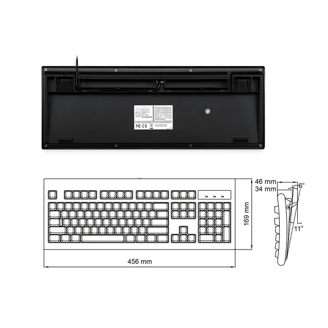 Alt view image 4 of 5 - Perixx Periboard-106, Wired Performance Full Size Keyboard, Curve Ergonomic Keys, Black, US English Layout (11204)