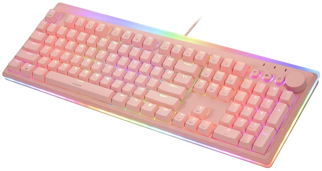 Alt view image 2 of 5 - iRocks K71M RGB Mechanical Gaming Keyboard, Multi-Media Knob, Blue Switch