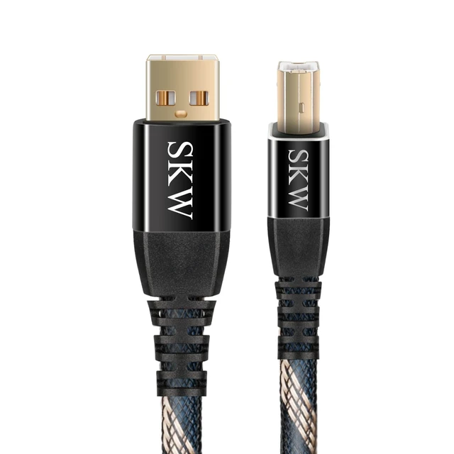 Main image of SKW Audiophile USB A to USB B DAC Cable 3.2ft/1m, Digital Audio USB 2.0