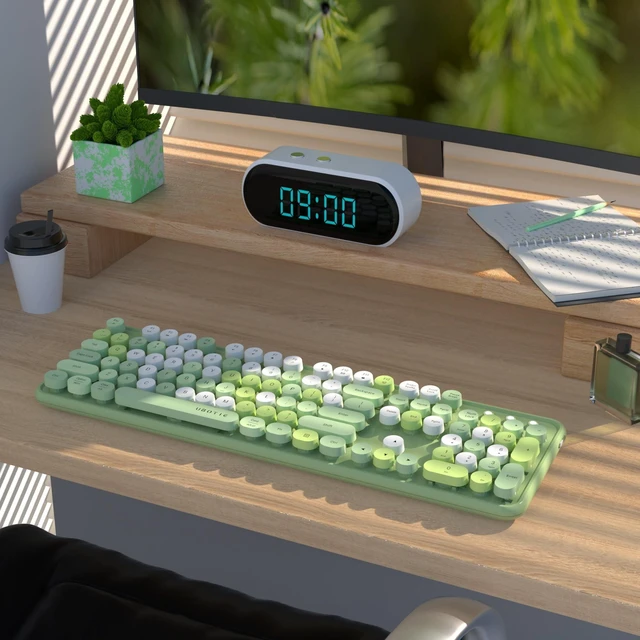 Alt view image 2 of 5 - UBOTIE Colorful Wireless Bluetooth Keyboard, Dual Mode (Green Colorful)