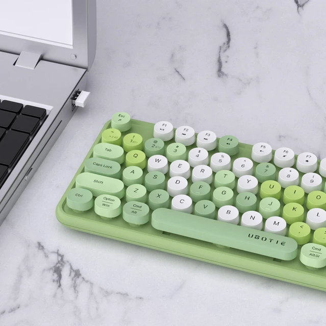 Alt view image 3 of 5 - UBOTIE Colorful Wireless Bluetooth Keyboard, Dual Mode (Green Colorful)