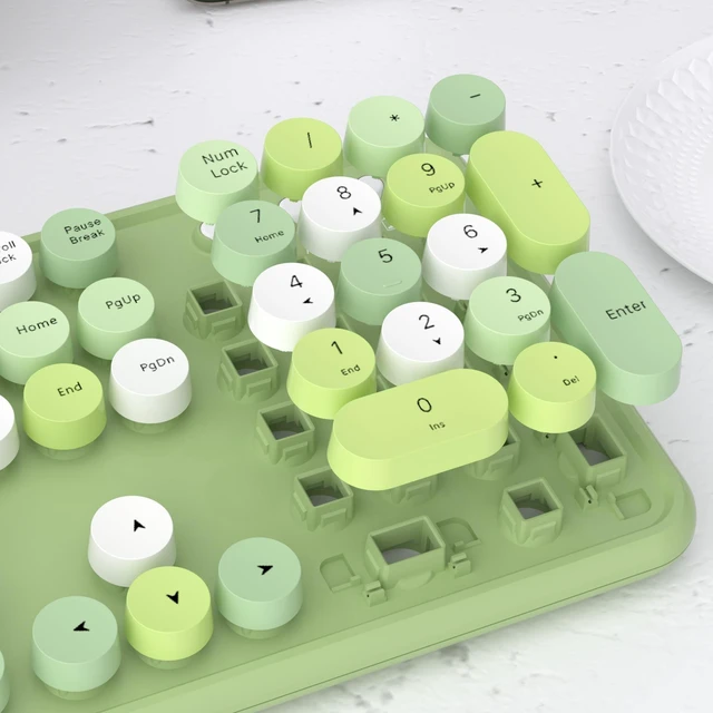 Alt view image 4 of 5 - UBOTIE Colorful Wireless Bluetooth Keyboard, Dual Mode (Green Colorful)