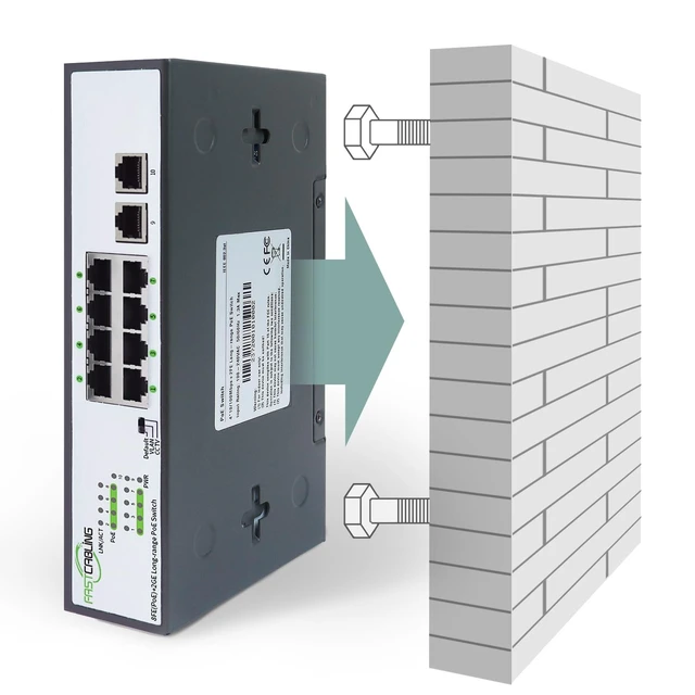 Alt view image 5 of 5 - 1500ft 8 Port Long Range PoE+ Switch, PoE Extension with Continuous Run of cat5e/cat6, Fast Ethernet 10/100Mbps, 30W IEEE802.3at/af