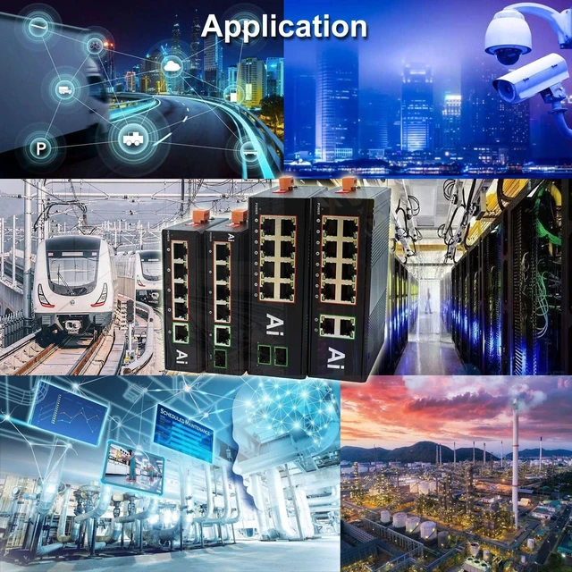 Alt view image 5 of 5 - Industrial Gigabit Ethernet Switch 8 RJ45 + 2 SFP Din Rail Network Switch