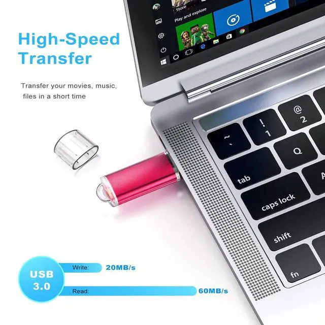 Alt view image 2 of 5 - TOPESEL USB Flash Drive 5 Pack 32GB USB 3.0 Flash Drive High Speed Flash Drive Memory Stick USB Drive Thumb Drives USB Stick for PC laptops (5 Mixed Colors: Black Blue Green Red Silver)