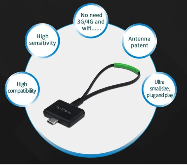 Alt view image 2 of 5 - MyGica Type-C USB TV Tuner Card, Watching ATSC Digital TV Anywhere, Freeview HD TV Receiver, Recast Wireless HDTV Stick Tuner Adapter, USB TV Antenna for Android Phone Tablet PC Pad, No Interne