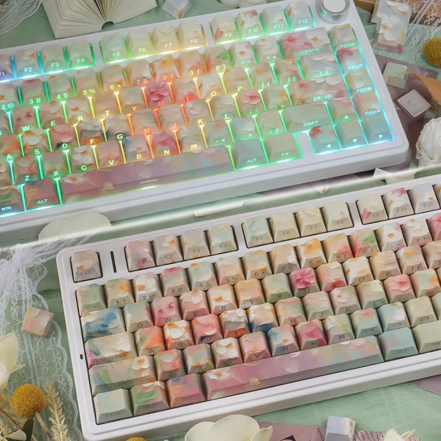 Alt view image 4 of 5 - JOMKIZ PBT Keycaps Cherry Profile Shine Through, 133 Keys Dye-Sublimation