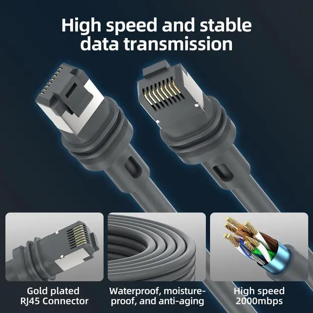 Alt view image 3 of 5 - looyotul Starlink Gen 3 Cable 150ft,High-Speed Star Link Rectangular Satellite V3 Replacement Extension Cable,Durable Ethernet Cord,Weatherproof,High Temperature Resistance,Indoor/Outdoor Use