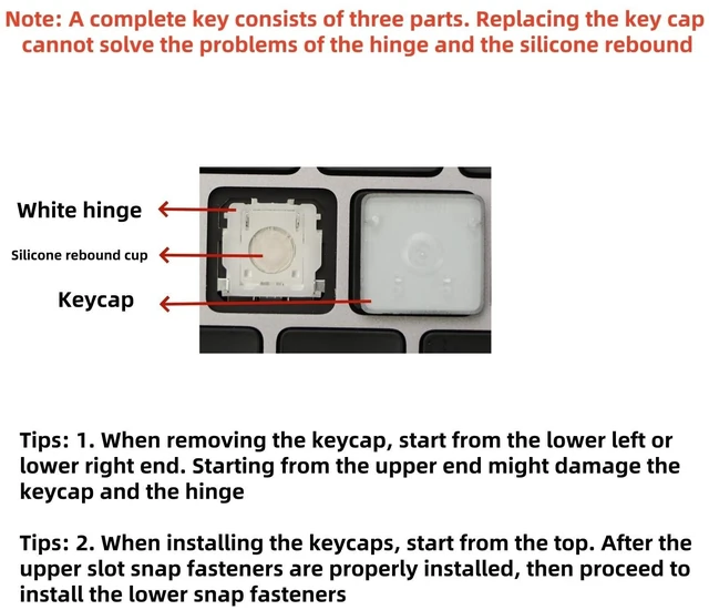Alt view image 4 of 5 - Replacement US Keyboard Full Set of Keycap Keys (No Hinge) and Tool Applicable for ipad Pro/Air 11/12.9/13 inch Magic Keyboard Key Cap (MKB-1 White)