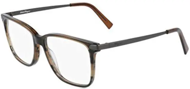 Alt view image 2 of 3 - SALVATORE FERRAGAMO-SF2877 216 Rectangle Eyeglasses Striped Brown/Matte Ruthenium