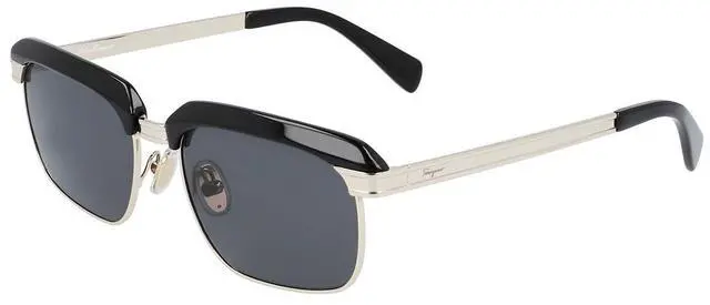 Alt view image 2 of 4 - SALVATORE FERRAGAMO-SF263S 017 Rectangle Sunglasses Black/Gold Gray Solid