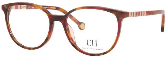 Alt view image 2 of 5 - CAROLINA HERRERA-VHE839K 09AT Oval Eyeglasses Red Tortoise