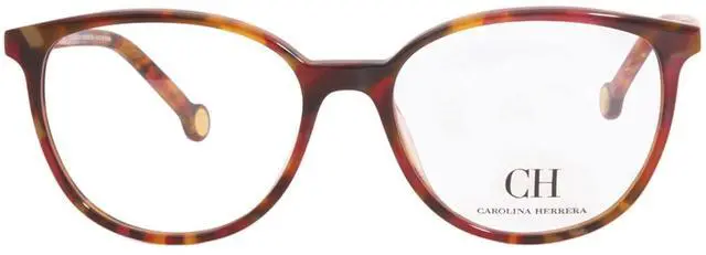Alt view image 3 of 5 - CAROLINA HERRERA-VHE839K 09AT Oval Eyeglasses Red Tortoise