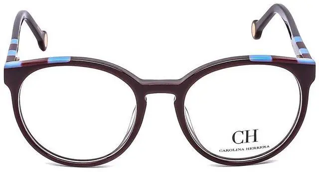 Alt view image 3 of 4 - CAROLINA HERRERA-VHE802 09FD Round Eyeglasses Plum