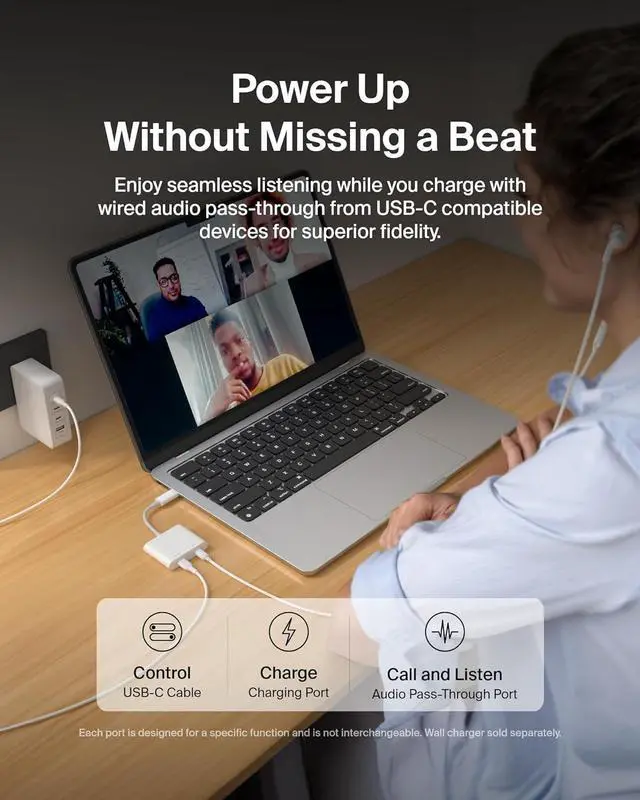 Alt view image 5 of 7 - USB C Splitter - Dual Port Hub - 1 x USB-C 3.2 Gen2 Port & 1 x 100W PD Port - Simultaneous Data Transfer & iPhone Charger Fast Charging - Apple iPhone, iPad, Nintendo Switch 2 & More - White