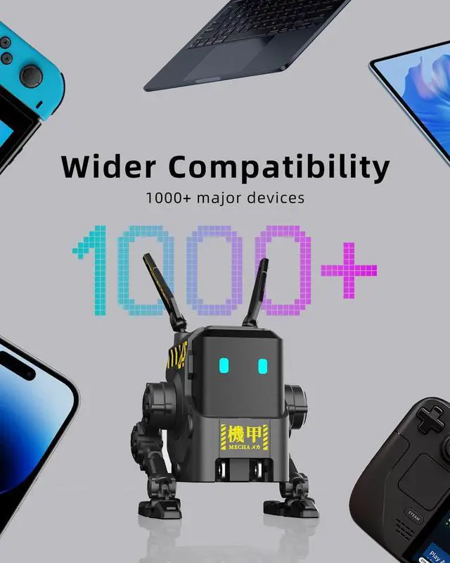 Alt view image 7 of 7 - 65W Alpha65 Robot Fast GaN Charger Block, 3-Port Charger, Foldable Wall USB C for iPhone, MacBook, iPad, Laptop, Steam Deck, Gifts Men (65W, Gray) by DT