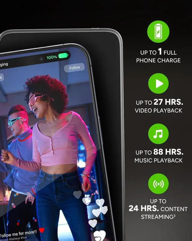 Alt view image 2 of 6 - Mophie Powerstation Plus Mini 5,000mAh Power Bank - Has Integrated USB-C Cable, Fast Charging for Smartphones, Tablets, and iPhone 15 & 16