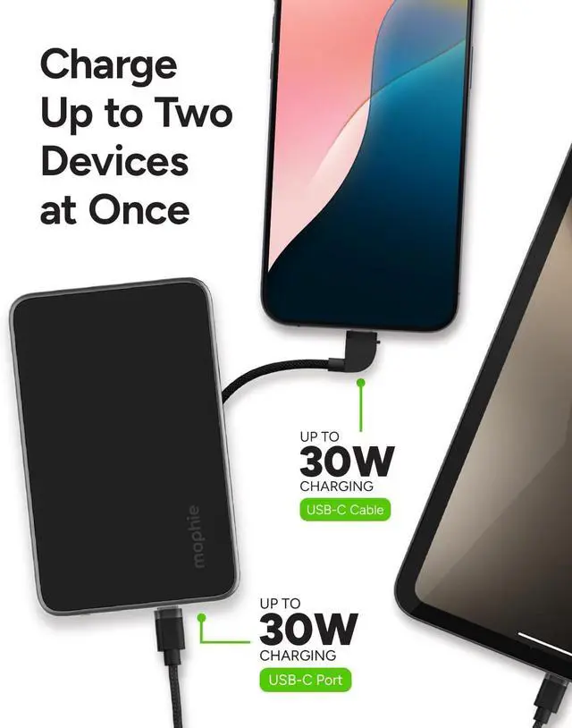 Alt view image 3 of 6 - Mophie Powerstation Plus Mini 5,000mAh Power Bank - Has Integrated USB-C Cable, Fast Charging for Smartphones, Tablets, and iPhone 15 & 16
