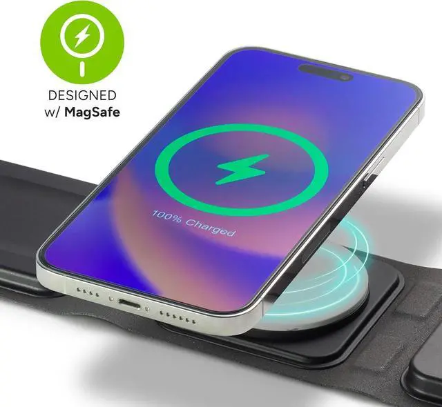 Alt view image 3 of 6 - Mophie 3-in-1 Travel Charger with MagSafe - Portable Wireless Charging Hub, Compatible with Apple Devices, iPhone 16/15/14/13/12 Series, Apple Watch Series 10 to 1 & Ultra, AirPods Pro/3rd Gen, Black