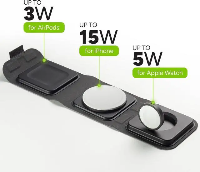 Alt view image 4 of 6 - Mophie 3-in-1 Travel Charger with MagSafe - Portable Wireless Charging Hub, Compatible with Apple Devices, iPhone 16/15/14/13/12 Series, Apple Watch Series 10 to 1 & Ultra, AirPods Pro/3rd Gen, Black