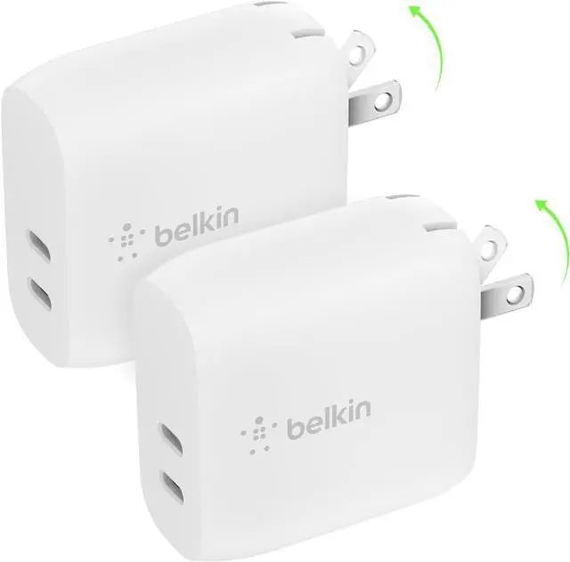 Main image of Belkin Dual Port USB C Charger Block 40W, USB Type C Charger Fast Charging for iPhone 16, 15, 14, 13, Pro, Pro Max, Ultra, iPad, AirPods, Samsung Galaxy S25, Nintendo Switch 2 & More - White (2-Pack)