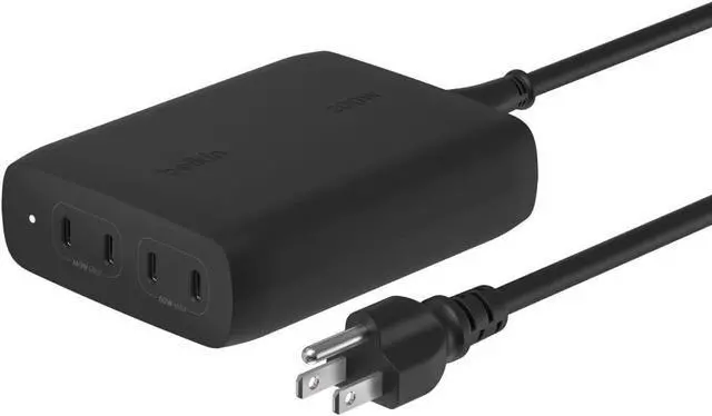 Main image of Belkin BoostCharge Pro 4-Port USB-C GaN Wall Charger, 200W Multi-Port Charger USB-C PD 3.1 Fast Charge + 5ft Power Cord - MacBook, iPhone 16, iPad, Galaxy S25, Google Pixel, Nintendo Switch 2 - Black