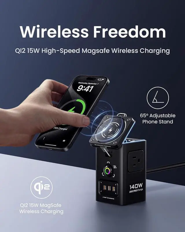 Alt view image 2 of 7 - PISEN 8-in-1 Mag-Safe Charger Stand - 140W Charging Station for Multiple Devices Mag-Safe Stand Magnetic Qi2 Wireless Charger for iPhone 16/15/14/13/12 Series, Magnetic Charger for Apple Watch